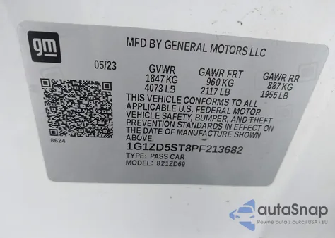 2023 Chevrolet Malibu Fwd 1Lt from USA, damaged, VIN 1G1ZD5ST8PF213682